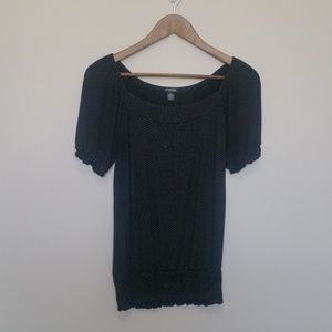 Maurices Black Polkadot Top/Blouse Sz Medium